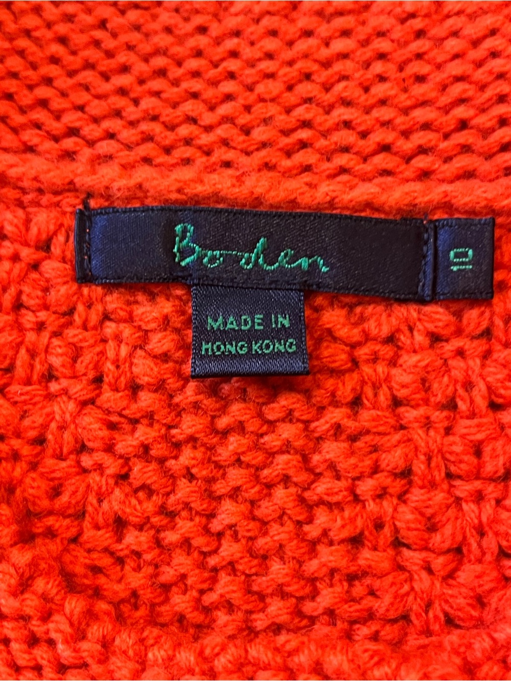 Boden 100% Wool Orange Cable Knit Pom Pom Cardigan - Size 10 - Picture 5 of 9